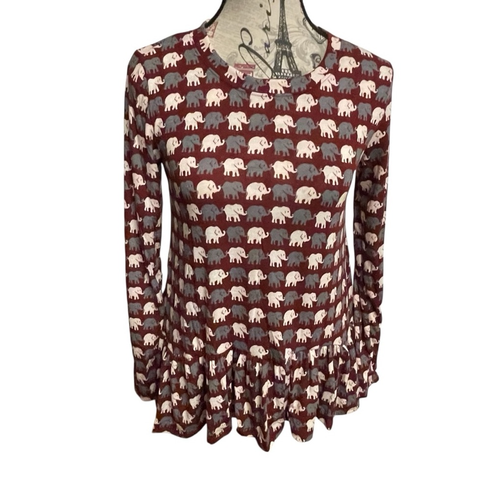 Elephant Print Long Sleeve Top
